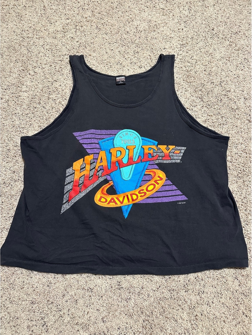 Harley-Davidson Vintage Black Tank Top XL 100% Cotton